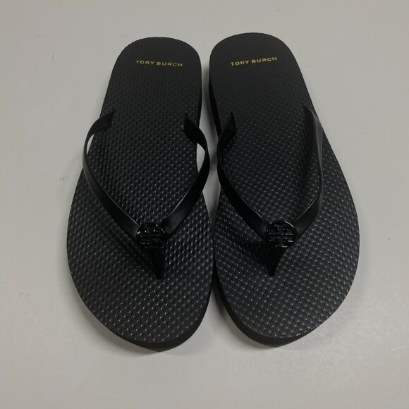 Tory Burch Thin Strap Black Flatform Flip Flops - Black - Size 7M – New - Picture 2 of 8
